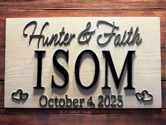 Personalized Engraved Sign or Raised Letter Sign: Custom Engraved Wood, Own Logo, Wedding with Established Date