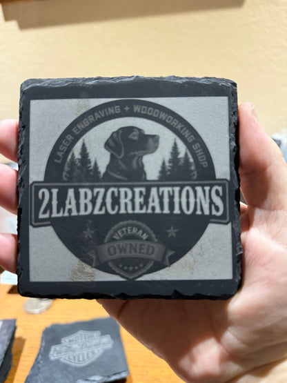Slate Coasters, 4" square or round, customize available
