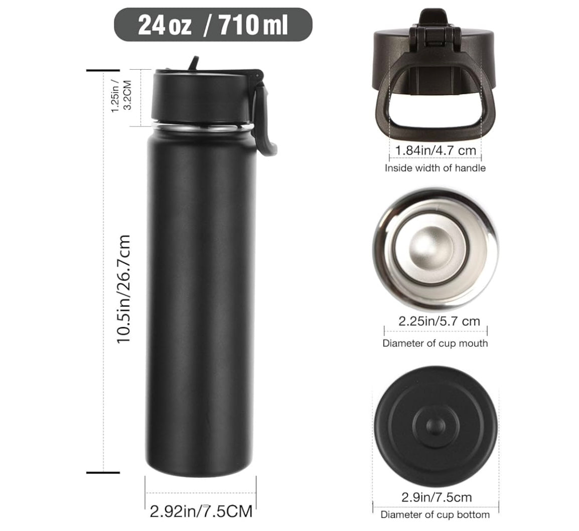 24oz Stainless Steel Sport Water Bottle, Customized for your needs, Vacuum Insulated