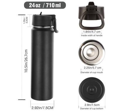 24oz Stainless Steel Sport Water Bottle, Customized for your needs, Vacuum Insulated