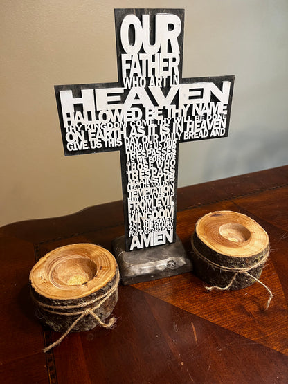 The Lords Prayer Tabletop Cross