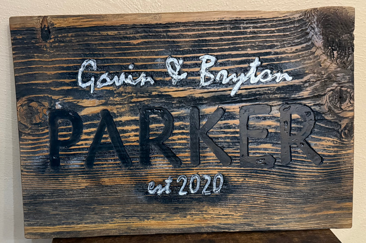 Personalized Engraved Sign or Raised Letter Sign: Custom Engraved Wood, Own Logo, Wedding with Established Date