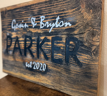 Personalized Engraved Sign or Raised Letter Sign: Custom Engraved Wood, Own Logo, Wedding with Established Date