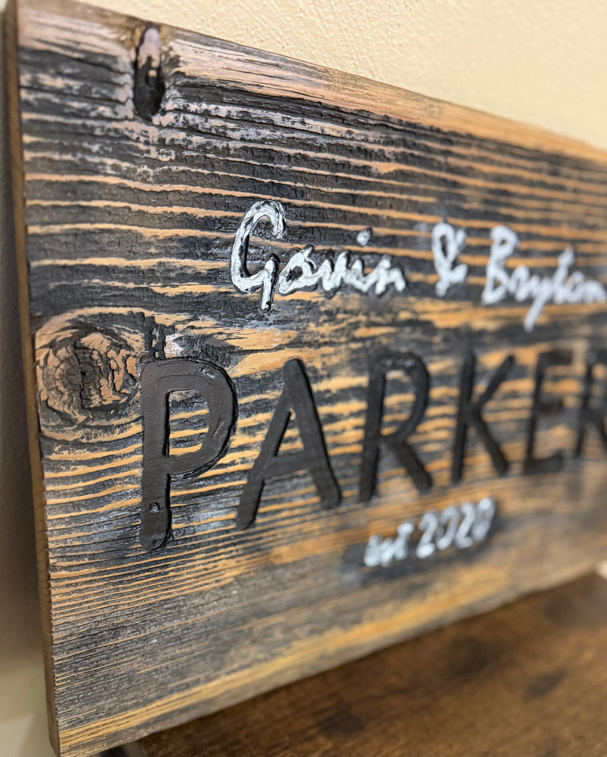 Personalized Engraved Sign or Raised Letter Sign: Custom Engraved Wood, Own Logo, Wedding with Established Date