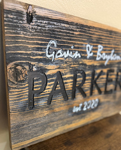 Personalized Engraved Sign or Raised Letter Sign: Custom Engraved Wood, Own Logo, Wedding with Established Date