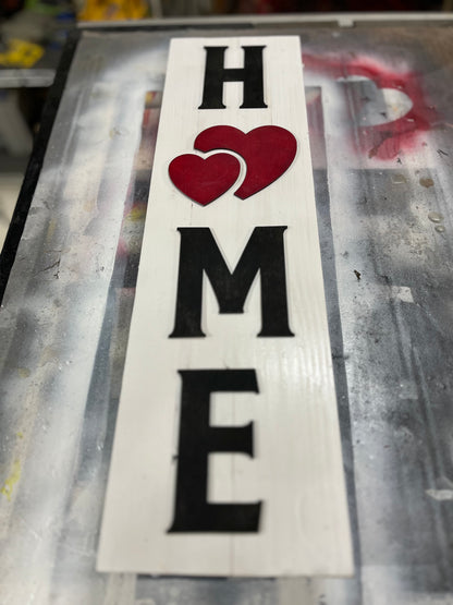 Wooden HOME Hearts Sign