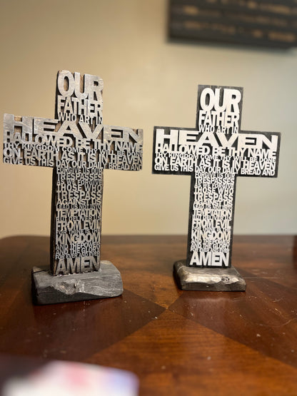 The Lords Prayer Tabletop Cross