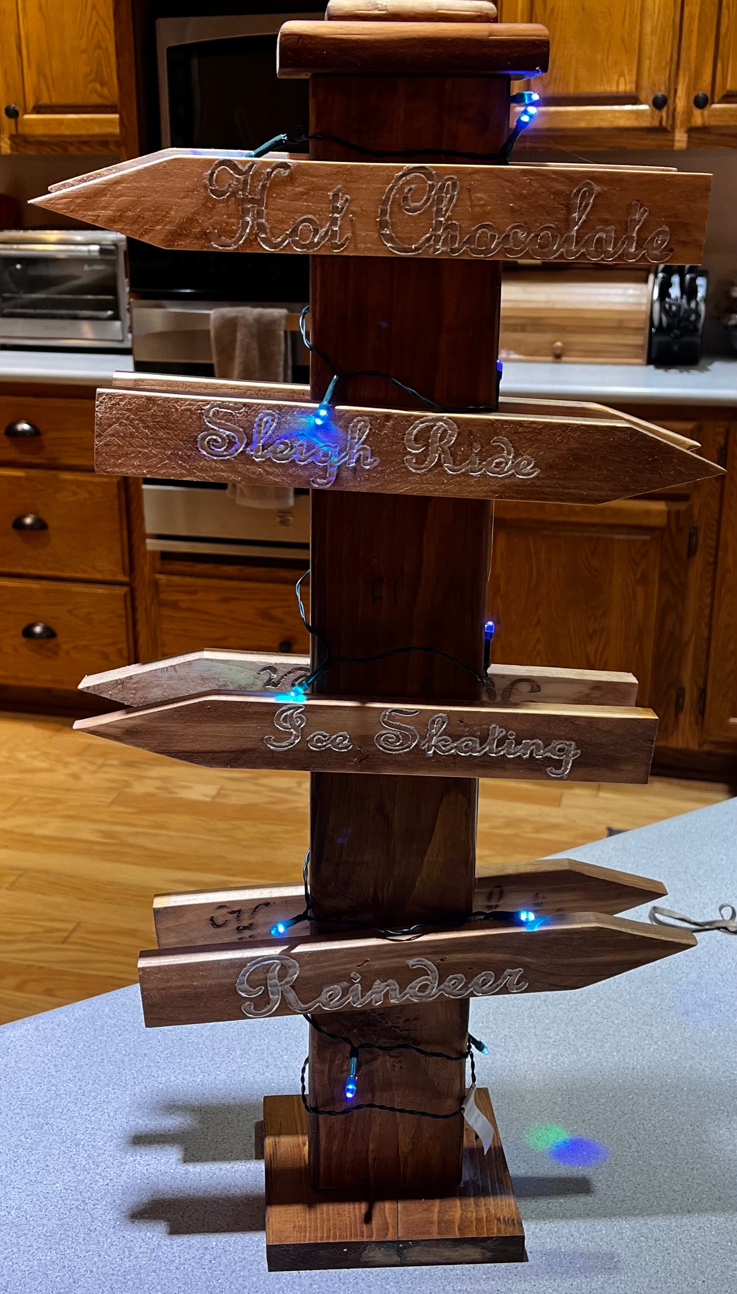 Winter Sign Post with Lights