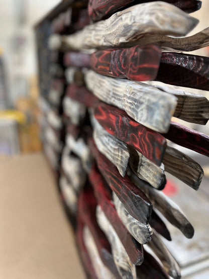 Hand carved, US Battle Style Flag