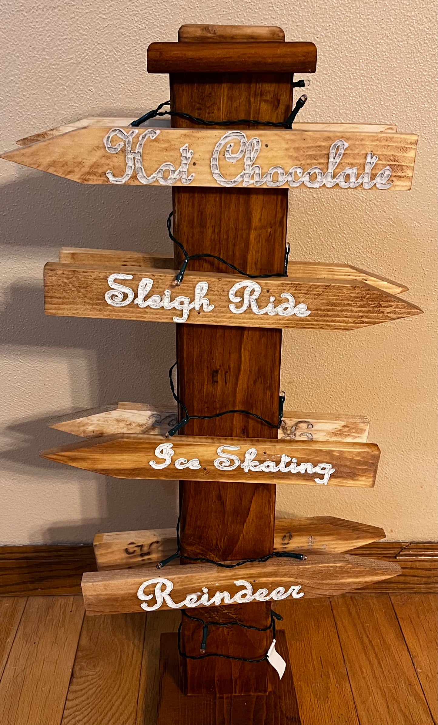 Winter Sign Post with Lights
